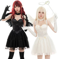 Carnival ฮาโลวีน Lady Fallen Angel Demonic เครื่องแต่งกาย Dark Desir Halo Feather Wings Spookประlar คอสเพลย์แฟนซีปาร์ตี้ Dress