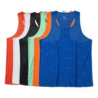 New Summer Running Vest Men Mesh Quick Dry Bodybuilding Sleeveless Tank Tops Shirt Fitness Singlets Casual Crew Neck Tops