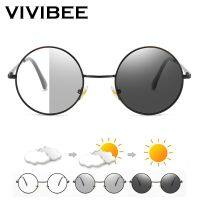 VIVIBEE แว่นตากันแสงสีฟ้าของผู้ชาย,แว่นตากันแสงสีฟ้า UV400ย้อนยุคป้องกันแสงสะท้อนแว่นกันแดดเปลี่ยนสีทรงกลมเฉดสีคอมพิวเตอร์