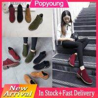 New Korean version winter plus velvet martin boots side zipper womens low heel low barrel student college girls