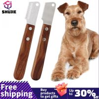 Professional Grooming Dog Comb Stainless Steel Wooden Handle Stripping Knife Pet Hair Remover Pluck Excess Undercoat Accessories