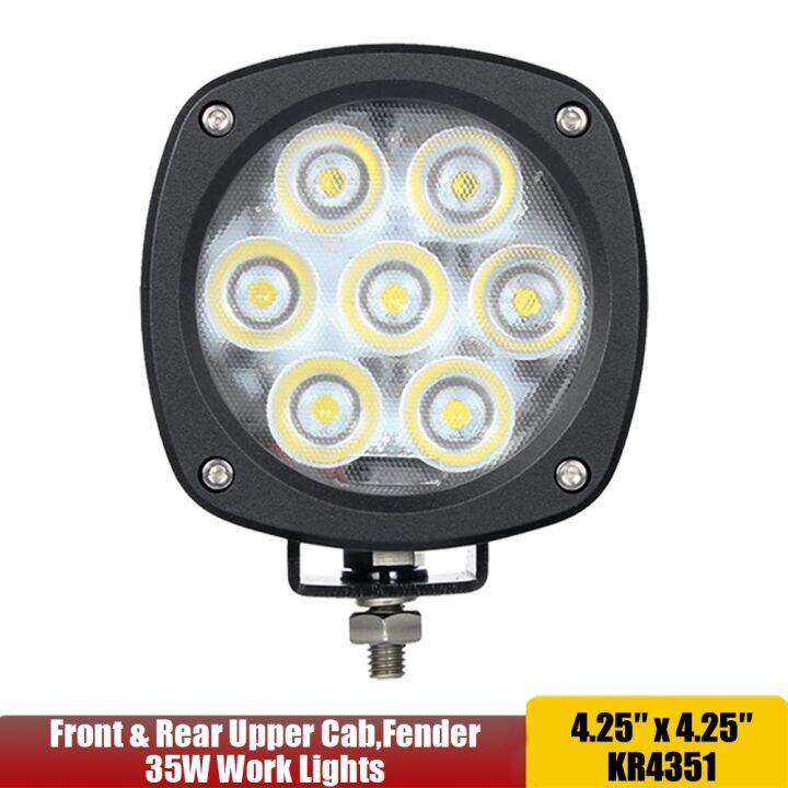 35W LED Work Light Compact Square 4x4 Flood Beam For Case Backhoe