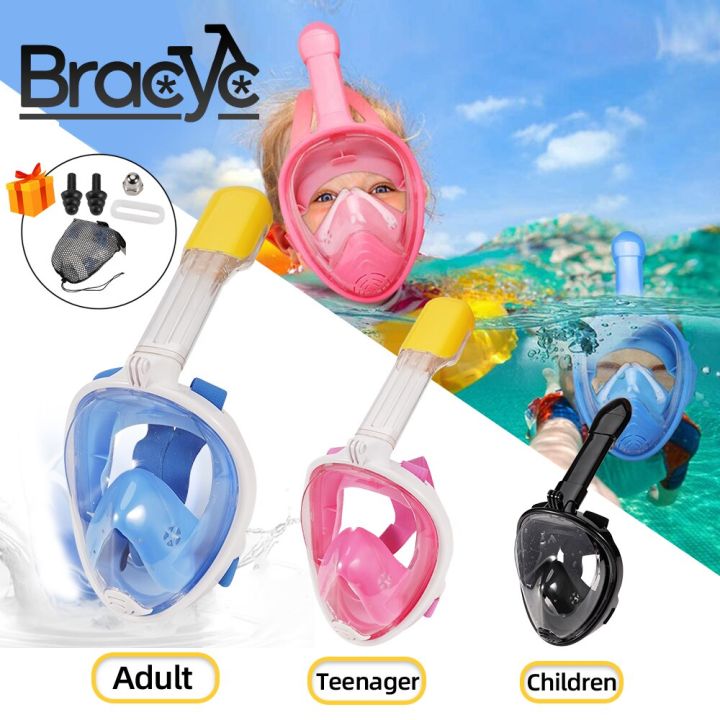 Underwater Snorkeling Full Face Children Swimming Mask Set Scuba Diving ...