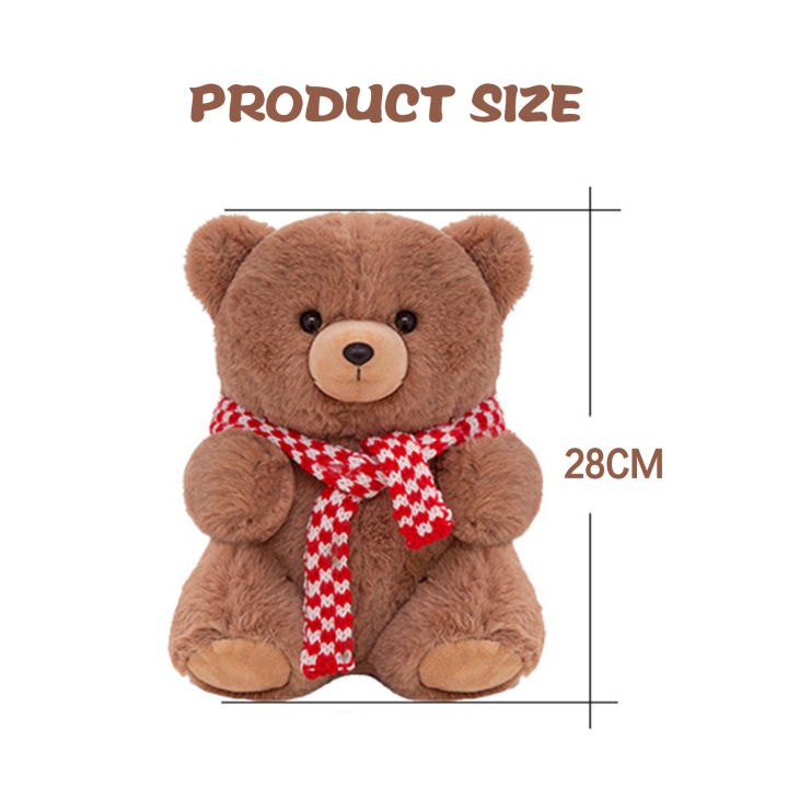 ผ้าพันคอ28ซม-ตุ๊กตาหมีหมีตุ๊กตาผ้าพลัฌหมอนอิงของขวัญสำหรับวันคริสต์มาสวันเกิดปีใหม่