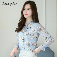 Luxqlo เสื้อแขนยาวพิมพ์เพิ่มขนาดผู้หญิง,เสื้ออารมณ์สง่างามฉบับภาษาเกาหลีเสื้อทรงหลวมแฟชั่นใหม่เรียบง่าย