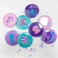 Mermaid pin badge 58mm metal round cartoon badge Cute exquisite fashion badge Childrens birthday party decoration supplies astounding