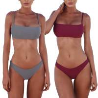 biquini Suit Bathing Padded Swimsuit Women Color Pure Bikini Sexy Waist High Swimwear Women Bikini Sexy Sale Hot 2021