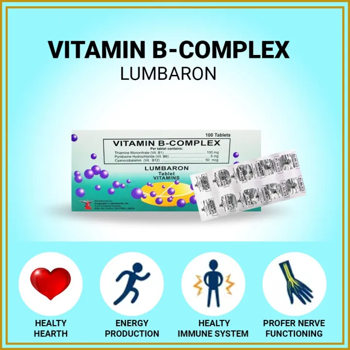 Vitamin (LUMBARON) 100mg/5mg/50mcg 100 Tablets (Nerve Health Lazada PH