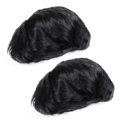 2X Mens Short Straight Black Daily Life Full Wig