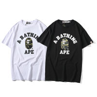 APE S New Cotton T-Shirt Sports Ape Big Letter Printing ลำลองหลวมแขนสั้น