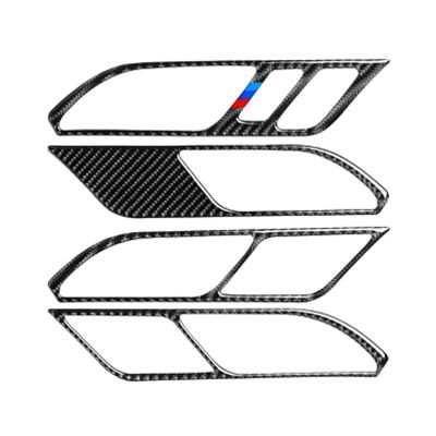 แผงกรอบฝาครอบล้อป้องกันรอยขีดข่วน4ชิ้นขอบคาร์บอนไฟเบอร์ปกสำหรับ BMW กรอบมือจับประตูตกแต่งภายใน G02 G01 X3ไดรฟ์ซ้ายชุด X4