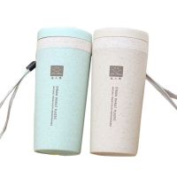 ⊙┅❐ Portable 300ml Thermos Bottle Healthy Plastic Wheat Fiber Cup Double Layer Thermal Mug Office Coffee Tea Water Bottle Travel Mug