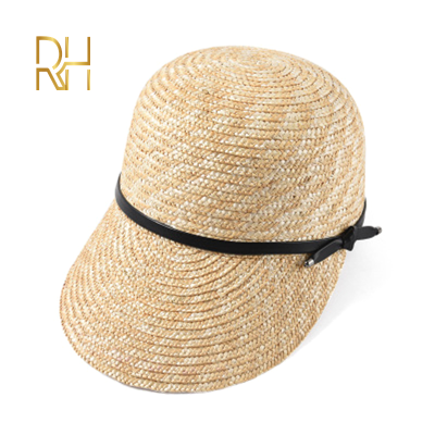 RH New Women Visor Sun Hats Female Wide Brim Wheat Straw Summer Casual Shade Beach Cap Fashion Leather Bow Sun Hats