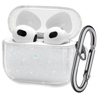 เคสหูฟังกลิตเตอร์ TPU นุ่มแวววาวพร้อมพวงกุญแจสำหรับ Airpods Pro 2 2022อุปกรณ์เสริมฝาครอบหูฟังรุ่น2nd Air Pods 3 1 3rd Gen