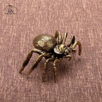 Antique Copper Spider Figurines Miniatures Desktop Ornament Decorations Crafts Simulation Animal Tea Pet Collection Home Decors