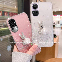 หรู เคสโทรศัพท์ Phone Case OPPO Reno10 10 Pro+ OPPO A78 NFC Plus 4G 5G เคส Ins น่ารักเงางามแฟชันกระต่ายเคสโทรศัพท์ภาพดอกไม้หรูหราโปร่งใสลายการ์ตูน Cover 2023