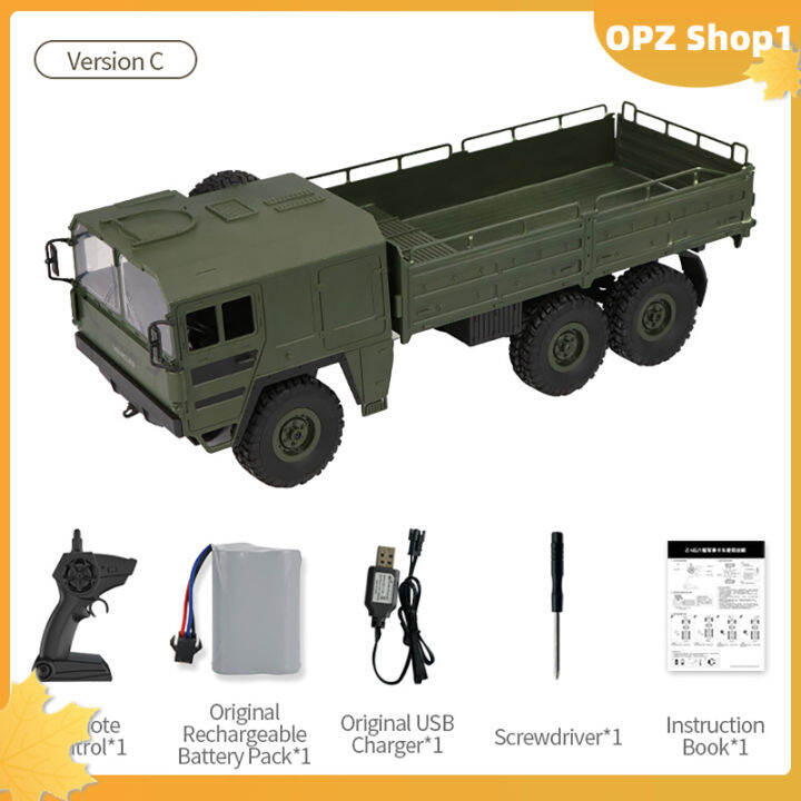 opz-q64รถบรรทุกบังคับวิทยุรถปีนเขา6ล้อ1-16ของเล่น2-4กรัมรถกองทัพไฟฟ้าควบคุมด้วยรีโมทคอนโทรลกันกระแทก