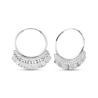 925 sterling silver earring, round hoop decorated with a circle charm/ต่างหูห่วงเงินแท้925พร้อมจี้รูปวงกกลม