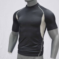 ZZOOI Spearfishing BLACK/Breathable Surf UPF 50 Rash Guard Shirt Short Sleeves Surfing Diving Suits Swimwear New UV Swimming RashGuard