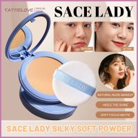 Tattielove SACE ควบคุมน้ำมันสำหรับผู้หญิงด้านคงทนแป้งทาหน้าไร้ที่ติเครื่องสำอางแป้งทาหน้าการตั้งค่าพร้อมกระจกเคลือบกันน้ำการตั้งค่าที่ไร้ที่ติตลับแป้งการแต่งหน้าใบหน้าด้วยพัฟ