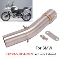 Left Side for BMW R1200GS 2004-2009 Exhaust Pipe Motorcycle 54mm Mid Link Tube Slip On 51mm Muffler Escape Stainless Steel Haberdashery