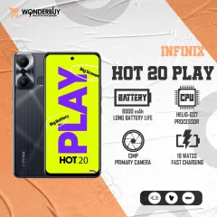 Infinix Hot 30 Play NFC X6835 128GB 4GB RAM Mediatek MT6765 Helio G37  Display 6.82-inch Processor Mediatek MT6765 Helio G37 Front Camera 8MP Rear  Camera 16MP RAM 4GB Storage 128GB Battery Capacity