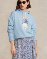 [Original]Ralphˉlaurenˉ thin velvet hooded sweater female bear spring and autumn loose top fleece sweater T-shirt womens sweater