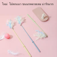 HOME PET B54-1-2 ม้ตกแมว ไม้ล่อแมว ไม้แมวแบบมีขนนก มีดิ่งล่อแมว แบบกระบองเพชรข้าวโพด ไม้แมว