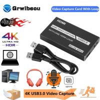 Grwibeou 4K การ์ดบันทึกวิดีโอ3.0 USB พร้อมห่วง HDMI 1080P 60Fps HD เครื่องบันทึกวีดีโอ Graer สำหรับ OBS Captu การ์ดเกม Live