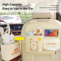 Universal Car Back Seat Storage Bag Organizer Trunk PU Leather Car Seat Back Tissue Umbrella Storage Hang Bag Trash Can Cartoon