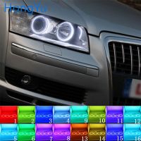 Rgb หลายสีไฟหน้า Led ดวงตานางฟ้าตาแหวนเฮโล Drl Rf รีโมทคอนโทรลสำหรับ S8 A8 Audi 2004 2005 2006 2007 2008 2009