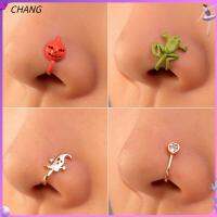 CHANG ของขวัญตัวเจาะจมูกแบบ Non-Piercing Diamond ปลอมคลิปห่วง-On Nose Fake Nose Cuff คลิปหนีบจมูก