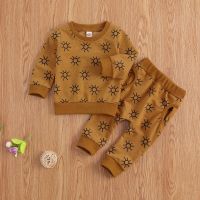 Infant Newborn Baby Girls Boys Spring Autumn Sun Print Long Sleeve Sweatshirt Tops+Pockets Pants For 0-24M 2PCs Solid Outfits  by Hs2023