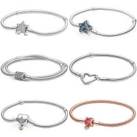 Original S925ไม่สมมาตร Star Heart Closure Double Wrap Barrel Clasp สร้อยข้อมืองูสำหรับกำไลข้อมือยอดนิยมลูกปัด Charm Diy เครื่องประดับ