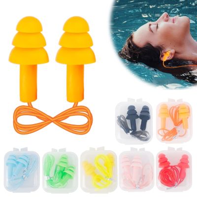 2pcs Soft EarPlugs Comfort Silicone Swimming Waterproof Ear Plug with Rope Sound Insulation Ear Protection Sleep Ear Plug Accessories Accessories