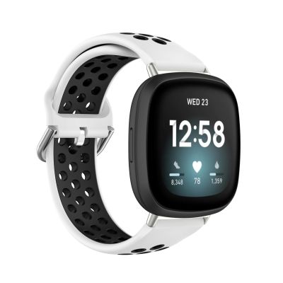 สำหรับ Fitbit Versa 4 / Sense 2สายนาฬิกาซิลิโคนสีคู่ (สีขาวสีดำ)