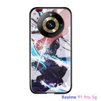 เคสฝาหลังกระจกเทมเปอร์สำหรับ Realme 11 Pro 5G Realme 11 Pro + 5G,เคสมันวาวลายฆ่าอสูรดีไซน์หรู