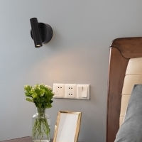 ZEROUNO LED Wall Lights With Switch aluminum bedside wall sconces lamp rocker switch head rotating bedroom reading lamp