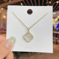 Carlidana Luxury Opal Stone Clover Pendant Necklace 18 K Gold Plated Jewelry Chalcedony Amulet Gift for Women Dropshipping