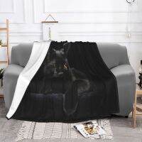 Black Cat Blankets Fleece Spring Autumn Animals Multifunction Soft Throw Blankets for Home Office Bedding Throws Queen King Size