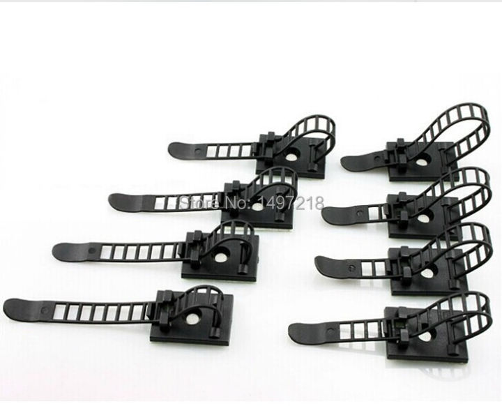 10-100pcs-cl-1-white-and-black-3m-adhesive-plastic-cable-clips-clamp-for-wire-ties-adjustable-cable-tie-fix-holder-clips