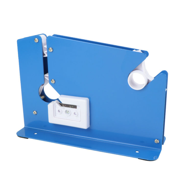 เครื่องรัดปากถุง-แท่นเทปรัดปากถุง-เครื่องรัดถุงผัก-รุ่น-k-8-สีน้ำเงิน-เครื่องซีลปากถุงแบบพลาสติก-k-8-เครื่องซีลปากถุงแบบเทป