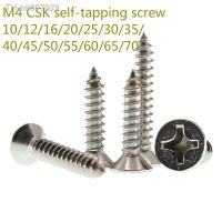 ◇  100/50/20pcs Wood Screw M4 Micro Small Screw Self-tapping Phillips Cross Bolt Countersunk Flat Head 304 Stainless Steel 8-80mm