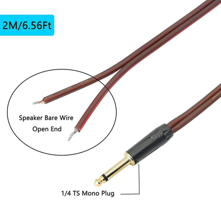 1-4-ts-to-speaker-bare-wire-audio-cable-to-6-35mm-male-mono-adapter-replacement-open-end-gold-plated-ofc-hifi-ts-speaker