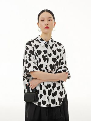 XITAO Blouses Fashion Loose Heart Pattern Print Top Casual Women Shirt