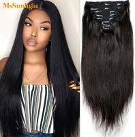 Straight Clip In Human Hair Extensions 120G/Set 10-24 inch Natural Color Peruvian Remy Human Hair Extension Clip Ins For Women