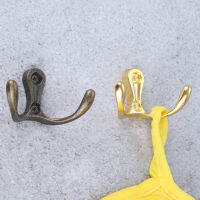 2sets Double Head Hooks Wall Mounted Hanger wscrews Antique bronzeGold CoatKeyBagTowelHat Holder Bathroom Kitchen 53x30mm