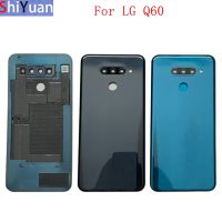 ฝาหลังปิดโทรศัพท์ปลอกหุ้มช่องหลังหลังเคส LG Q60ฝาหลังปิดโทรศัพท์เลนส์ที่จับกล้องรูปตัวยูพร้อมชิ้นส่วนอะไหล่สำหรับเปลี่ยนโลโก้