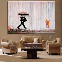 Banksy Art Graffiti สีสัน Rain พิมพ์บนผ้าใบ Modern ภาพวาดผ้าใบ Wall Art โปสเตอร์และภาพพิมพ์สำหรับตกแต่งห้องนั่งเล่น