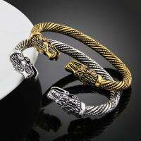 Retro Metal Twisted Cord Bracelet Zodiac Dragon Head Chinese Mascot Cuff Bracelet Man Woman Lucky Symbol Jewelry Ornaments